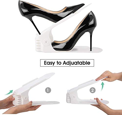 BIGLUFU Organizadores Zapatos, Soporte de Calzado de Altura Ajustable, Zapatero Simple, Ordenar Zapatos Dentro Armario, Adecuada para Mujeres y Hombres, Ahorra Espacio (Set de 20pcs)