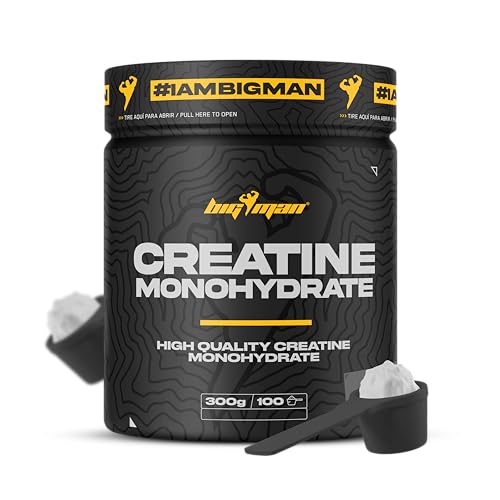 BigMan | Creatina Monohidrato 300Gr (Neutra) | 200 Mesh | Incrementa Resistencia | Potencia los Efectos de los Entrenamientos | Crecimiento Muscular