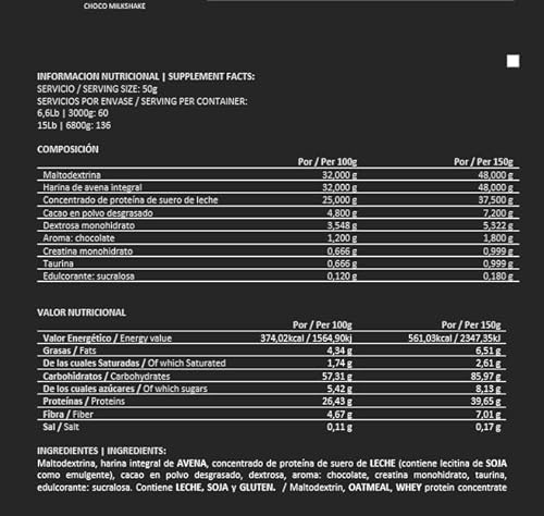 BigMan | Furiux Mass 6,8Kg (Chocolate) 15lb | Ganador de Peso | Sube de Volumen Rapidamente | Amilopectina | Dextrosa |