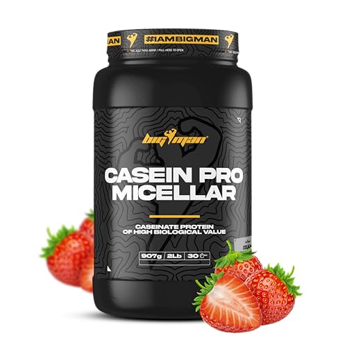 BigMan | Proteína Casein Pro 907Gr (Fresa) | Proteína de Asmiliación Lenta | Proetína para la noche | Proteína Saciante | Proteína de Liberación Lenta | Crecimiento y Reparación Muscular