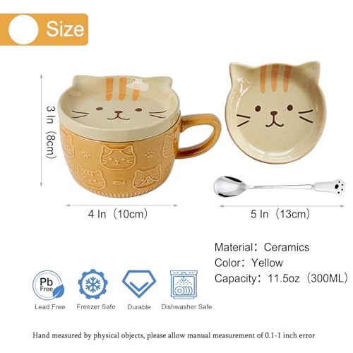 BigNoseDeer Regalos para mujeres, lindo gato kawaii, taza divertida, tazas de café con tapa, tazas de café para amantes de los gatos, mujeres, niñas, niños, Navidad, regalo de cumpleaños