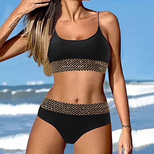 Bikinis Menstruales Conjunto de Bikini para Mujer Tallas Grandes Traje de baño Traje de baño Cintura Media Escote en V Profundo Tirantes Anchos Malla Gancho Bikini Triangulo