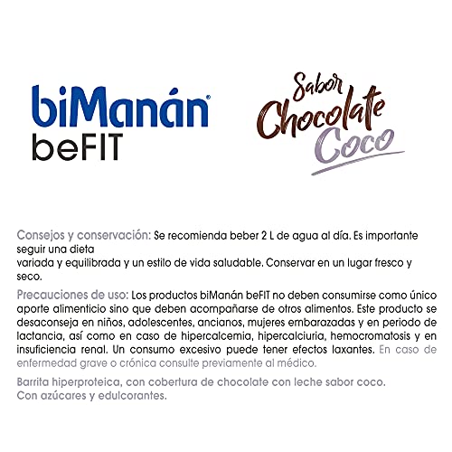 BIMANÁN Befit, Barritas De Proteína, Para Tonificar Tu Masa Muscular, Sabor Chocolate Coco, 6 Unidades (Paquete de 1)