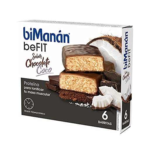 BIMANÁN Befit, Barritas De Proteína, Para Tonificar Tu Masa Muscular, Sabor Chocolate Coco, 6 Unidades (Paquete de 1)