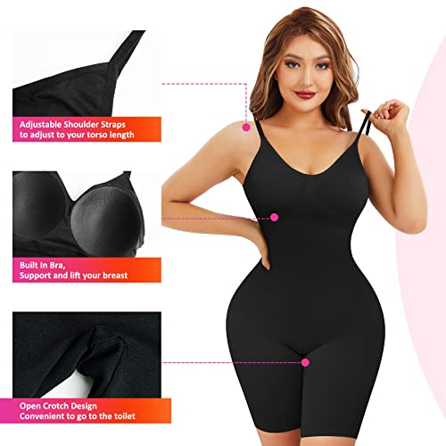 Bingrong Body Reductor Mujer Bodies Moldeadores para Mujer Fajas Reductoras Colombiana Bodysuit Shapewear Control de Abdomen Levanta Glúteos Bodysuit Posparto (XS-S, Negro)