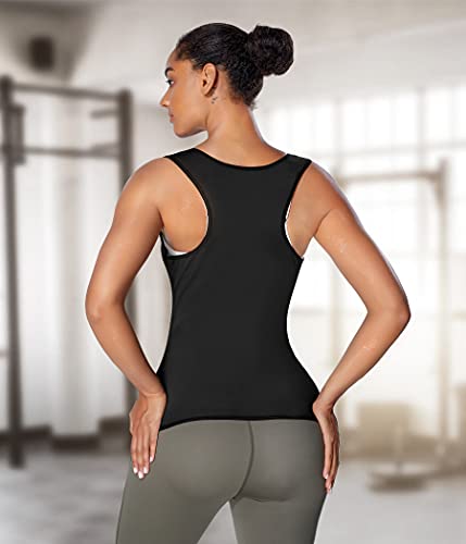 Bingrong Chaleco Efecto Sauna Deportivo Mujer Faja Reductora Adelgazante Abdominal Camiseta Sudoración Compresión de Cremallera para Deporte Fitness Body Reductor (M, Negro)