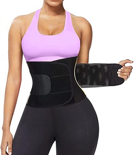 Bingrong Fajas Deportivas Neopreno Faja Lumbar Entrenador De Sudoración Y Compresión para Mujer Faja Cinturón Lumbar Abdominal Doble Adjustable para Hacer Ejercicio