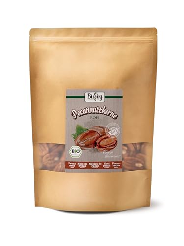 Biojoy Nueces Pecanas BÍO (1 kg Mitades), enteras y crudas, sin tostar y sin aditivos