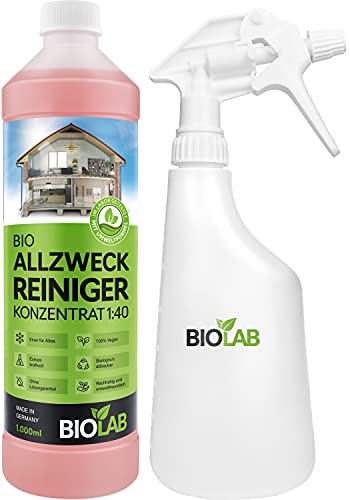 BIOLAB Limpiador multiusos concentrado, 1000 ml, incluye botella de spray para mezclar, concentrado