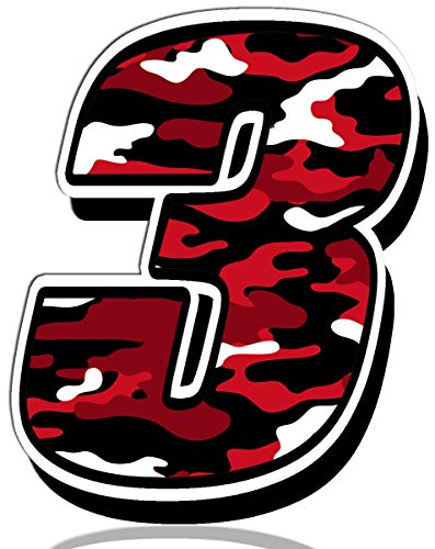 Biomar Labs® 1 x Vinilo Adhesivo Camuflaje Militar Rojo Pegatina Número 3 Camouflage Sticker para Coche Auto Motocross Motosport Start Sport Racing Rally Tuning N 223