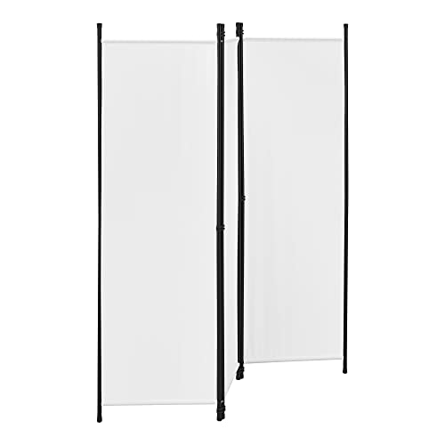 Biombo Separador de 3 Paneles Huesca 171 x 150 cm Decoración Interior contra Visión Mampara Lateral Protectora Pantalla Divisor de Habitaciones Acero Blanco