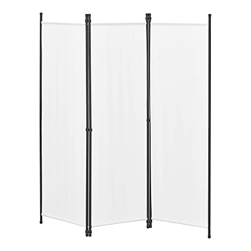 Biombo Separador de 3 Paneles Huesca 171 x 150 cm Decoración Interior contra Visión Mampara Lateral Protectora Pantalla Divisor de Habitaciones Acero Blanco