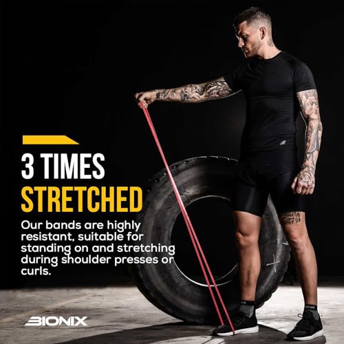 Bionix Bandas elásticas para dominadas - Bandas elásticas Gruesas, Pesadas y largas para dominadas, Crossfit, Powerlifting, Yoga, Estiramientos - Ayuda en el entrenamient