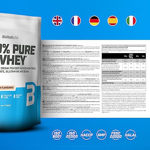 BioTechUSA 100% Pure Whey | Proteína en Polvo con BCAA y Glutamina | Sin Gluten, Sin Aceite de Palma, 454 g, Cookies & Cream