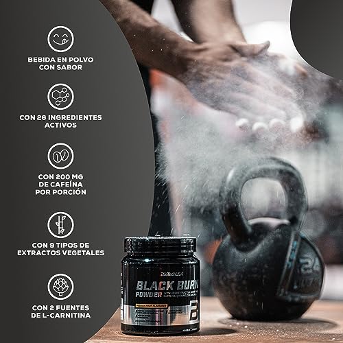 BioTechUSA Black Burn Powder | Fórmula Termogénica Avanzada | Metabolismo de la Grasa, Aumento de Energía | Extractos de plantas, vitaminas, minerales, 210 g, Passion fruit