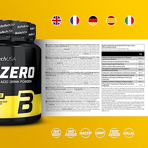 BioTechUSA EAA Zero - Essential Amino Acid Power | 7160mg EAA/porción | Proporción recomendada por la OMS | Sin azúcar, sin gluten, 350 g, Té Helado De Limón