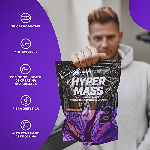 BioTechUSA Hyper Mass - Mass Gainer con Carbohidratos y Mezcla de Proteínas | Creatina Micronizada | Sin Gluten, 1 kg, Chocolate