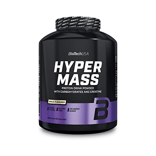 BioTechUSA Hyper Mass - Mass Gainer con Carbohidratos y Mezcla de Proteínas | Creatina Micronizada | Sin Gluten, 4 kg, Vainilla