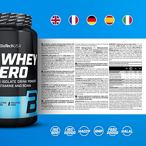 BioTechUSA Iso Whey ZERO, Lactose, Gluten, Sugar FREE, Whey Protein Isolate, 908 g, Avellana