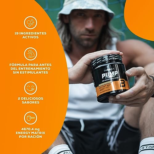 BioTechUSA Pump Caffeine Free | Energía, Concentración y Apoyo Inmunológico | 19 Ingredientes Activos | Bebida en Polvo Pre-Entrenamiento, 330 g, Frutas tropicales