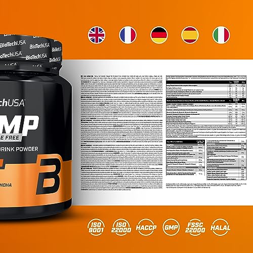 BioTechUSA Pump Caffeine Free | Energía, Concentración y Apoyo Inmunológico | 19 Ingredientes Activos | Bebida en Polvo Pre-Entrenamiento, 330 g, Frutas tropicales