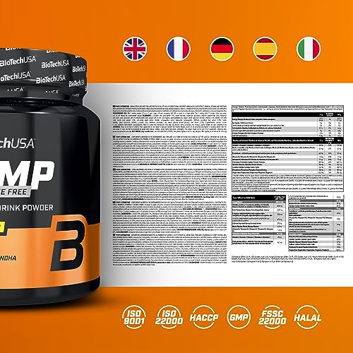 BioTechUSA Pump Caffeine Free | Energía, Concentración y Apoyo Inmunológico | 19 Ingredientes Activos | Bebida en Polvo Pre-Entrenamiento, 330 g, Té frío de limón