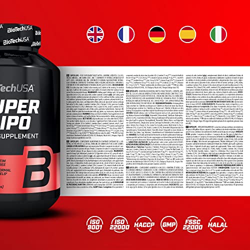 BioTechUSA Super Lipo Comprimidos de suplemento dietético sin cafeína, con L-carnitina, CLA, HCA, extracto de té verde, inulina, 120 comprimidos