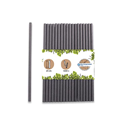 BIOZOYG Pajitas de papel Jumbo 23cm paja 8mm Ø I pajitas biodegradables I pajitas negras respetuosas con el medio ambiente I pajitas de fiesta para batidos I pajitas de papel 3450 piezas