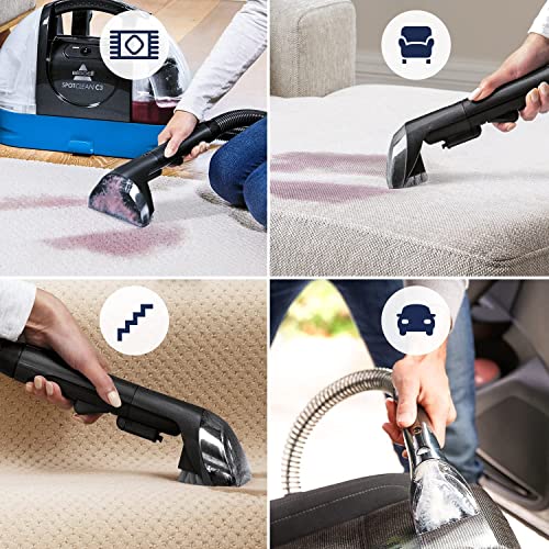 BISSELL SpotClean C3 Quitamanchas para Alfombras y Tapicería. Limpiador Portátil para una Limpieza Rápida y Fácil de Alfombras, Escaleras y Asientos de Coche