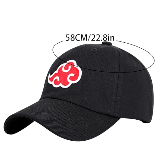 BJPERFMS Gorra Narut, 2PCS Cap Anime Narut, Tamaño Ajustable Gorras Beisbol, Gorra de Visera Cosplay, Regalos para Fans, Negro