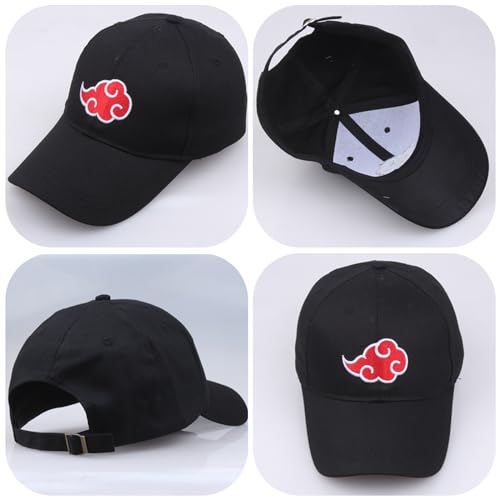 BJPERFMS Gorra Narut, 2PCS Cap Anime Narut, Tamaño Ajustable Gorras Beisbol, Gorra de Visera Cosplay, Regalos para Fans, Negro