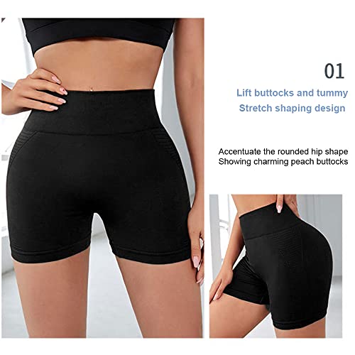 BKEPDY Pantalones Cortos Deportivos para Mujer Mallas Cortas Leggings Sin Costuras de Alta Cintura Pantalon Corto Boxer Shorts Elástica Push Up Deporte para Running Fitness Yoga