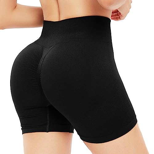 BKEPDY Pantalones Cortos Deportivos para Mujer Mallas Cortas Leggings Sin Costuras de Alta Cintura Pantalon Corto Boxer Shorts Elástica Push Up Deporte para Running Fitness Yoga