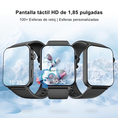 Blackview Reloj Inteligente Hombre Mujer, 1.85" Smartwatch con Llamadas Bluetooth, Oxímetro(SpO2)/Pulsómetro/Monitor de Sueño/Podómetro, 100+ Modos Deportivos Pulsera Actividad para Android iOS