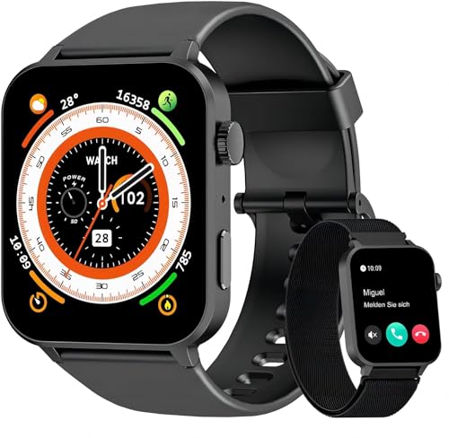 Blackview Reloj Inteligente Hombre Mujer, 1.85" Smartwatch con Llamadas Bluetooth, Oxímetro(SpO2)/Pulsómetro/Monitor de Sueño/Podómetro, 100+ Modos Deportivos Pulsera Actividad para Android iOS