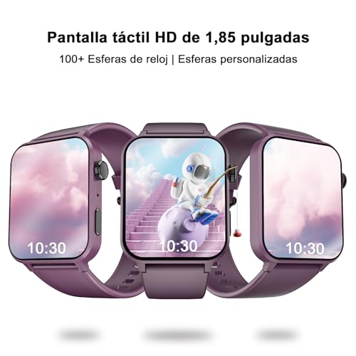 Blackview Reloj Inteligente Mujer, 1.85" Smartwatch con Llamadas Bluetooth, Oxímetro(SpO2)/Pulsómetro/Monitor de Sueño/Podómetro, 100+ Modos Deportivos Pulsera Actividad para Android iOS