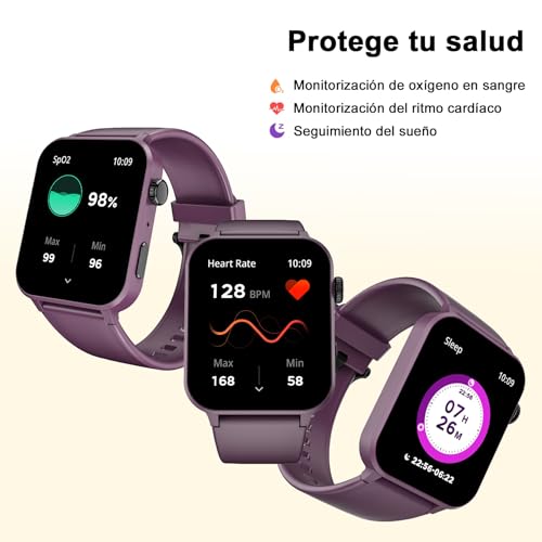 Blackview Reloj Inteligente Mujer, 1.85" Smartwatch con Llamadas Bluetooth, Oxímetro(SpO2)/Pulsómetro/Monitor de Sueño/Podómetro, 100+ Modos Deportivos Pulsera Actividad para Android iOS