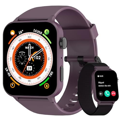 Blackview Reloj Inteligente Mujer, 1.85" Smartwatch con Llamadas Bluetooth, Oxímetro(SpO2)/Pulsómetro/Monitor de Sueño/Podómetro, 100+ Modos Deportivos Pulsera Actividad para Android iOS