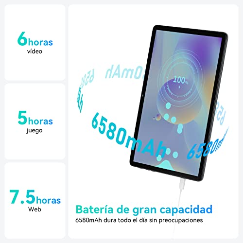 Blackview Tablet 10 Pulgadas Android 12 Tab 7 Pro 6GB RAM + 128GB ROM(1TB TF), Dual 4G LTE + 5G WiFi, Octa Core, Batería 6580mAh/FHD 1920 * 1200/8MP+13MP/BT 5.0/GPS/OTG/Type C