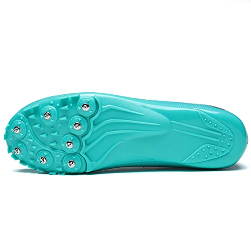 BLBK Spikes Atletismo 8 uñas Unisex Zapatos de atletismo antideslizantes juveniles con clavos y Sprint Hombre Niños y Mujer, verde, 35 EU