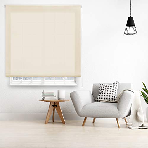 Blindecor Ara | Estor enrollable translúcido liso - Beige, 100 x 175 cm (ancho por alto) | Tamaño de la Tela 97 x 170 cm | Estores para ventanas