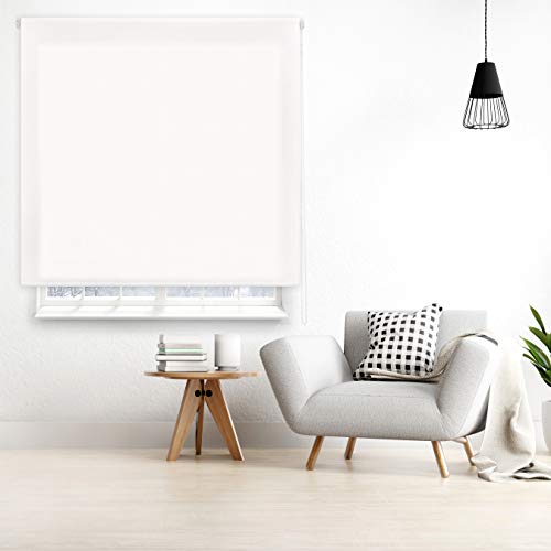 Blindecor Ara | Estor enrollable translúcido liso - Blanco Roto, 140 x 250 cm (ancho por alto) | Tamaño de la Tela 137 x 245 cm | Estores para ventanas