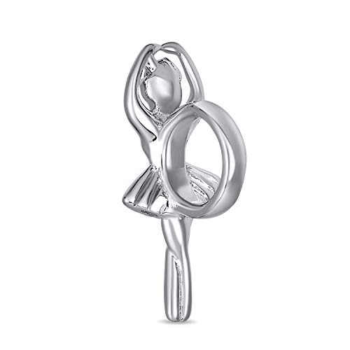 Bling Jewelry Delicado Prima Ballerina Ballet Dancer Charm Bead Para Mujer Adolescente .925 Plata De Ley Se Adapta A Pulsera Europea