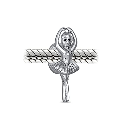 Bling Jewelry Delicado Prima Ballerina Ballet Dancer Charm Bead Para Mujer Adolescente .925 Plata De Ley Se Adapta A Pulsera Europea