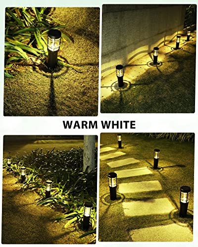 BLOOMWIN Lamparas Solares Exterior Camino, 4 Pack Baliza Solar Exterior Jardín Blanco Cálido y RGB Cambio de Color, Luces Solares LED Exteriores Césped Impermeable IP65 Iluminación Entrada Pasarela