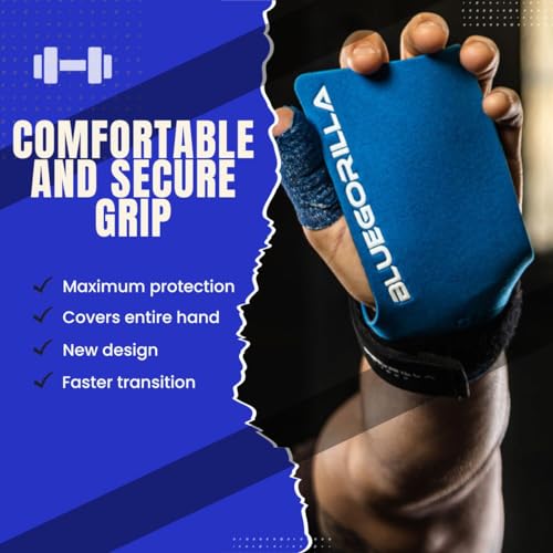 BLUEGORILLA Gecko. Calleras para Crossfit - Exclusivo Tejido técnico de Alta protección y Confort. Gimnasio,Box,calistenia, Neopreno de protección en muñeca. Llavero de Regalo (Extra Grande)