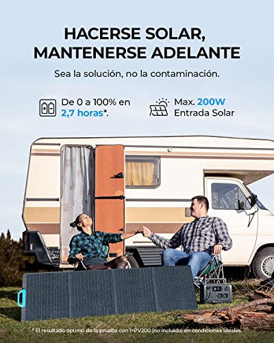 BLUETTI Generador Solar EB55, Respaldo de Batería LiFePO4 de 537Wh Estación de Energía Portátil con 2 Salidas de AC de 700W (Pico de 1400W), Tipo-C de 100W (Panel Solar Opcional), Uso Doméstico