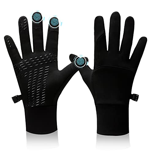 BLUEVER Guantes para Correr, Guantes de Invierno con Pantalla Táctil, Resistentes al Viento, Ligeros, Antideslizantes, Cálidos, para Ciclismo, Conducción, Senderismo, Hombres, Mujeres (M)