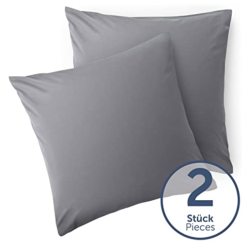 Blumtal Fundas de Almohada 50x50 cm (Juego de 2) - Fundas de cojín de Microfibra para sofá con Cremallera, Extra Suaves y Lavables, Certificado Oeko-Tex - Gris