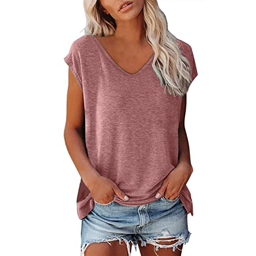 Blusa elegante sin mangas para mujer, camiseta de verano para mujer, cuello en V, informal, cuello redondo, ropa para adolescentes, niñas, manga de verano, camisas holgadas, blusa, 11, XL